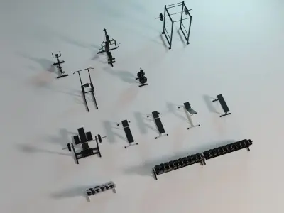 Gym Equipment Collection - Full Set 3D model