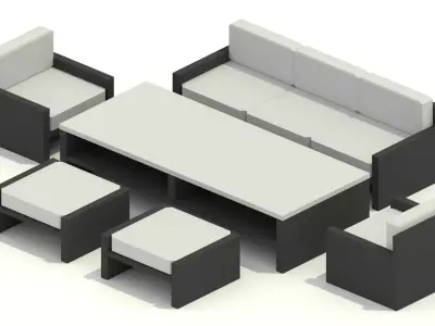 Modern Hall assets Low-poly 3D model