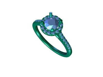 ZDR045 halo diamond engagement ring 3D print model