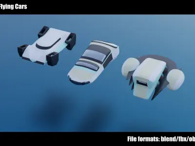 Stylized Flying Cars 1-10 Low-poly 3D model