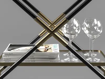 Bar Cart with Accessories 3D model