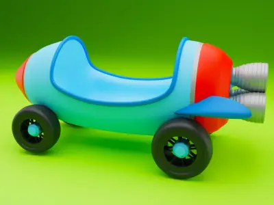 Rocket toy car Low-poly 3D model