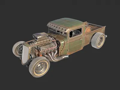 Hot Rod Truck - Custom 3D MidPoly 3D model