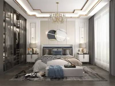Modern Bedroom Scene 15 3D model