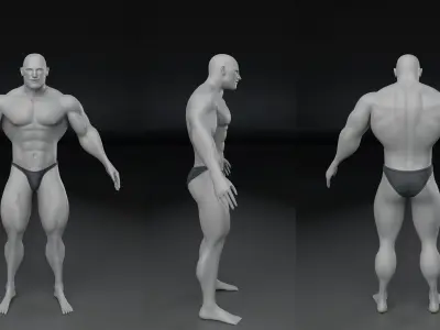 Base Mesh - Human Body - Muscular Male V2 3D model