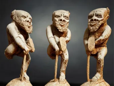 6 Statues Collection mexican figurine Low-poly 3D model