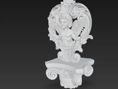Neoclassical Cherub Statue 3D model
