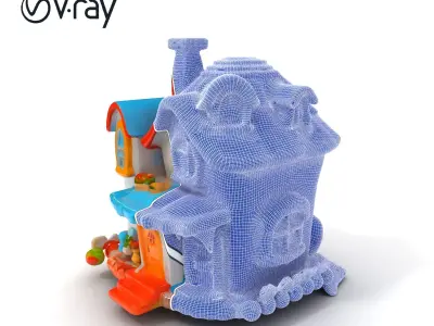 Cartoon House D Model Pack with Colorful Roof Low-poly 3D model