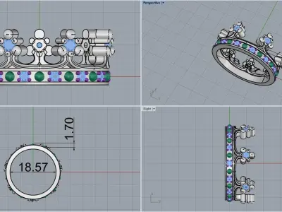 Crown ring model 376 3D print model