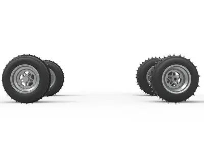 Wheel set of Ice Sprint car Scale 1 to 25 3D print model