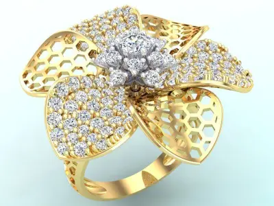  Mesh flower ring - Italian rings - Womens Rings - N6827 3D print model