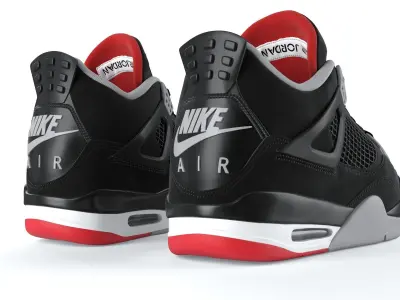 Jordan 4 Retro Bred PBR 3D model