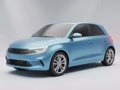 Compact Hatchback Car Real Time 3D Model 3D model