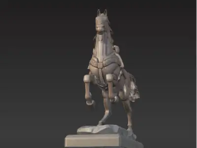 War Horse Statue  Dynamic Bronze Monument Low-poly 3D model