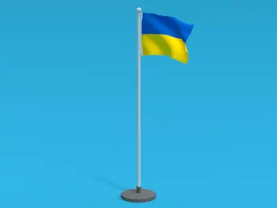 Low Poly Seamless Animated Ukraine Flag Low-poly 3D model
