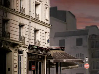 European Corner Cafe Building 3D model