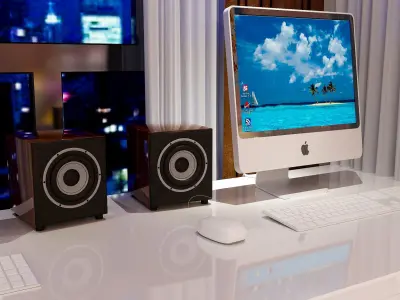 Girls bedroom with two beds in pink color 3D model