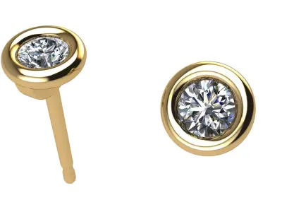 Solitaire Round Bezel Stud 3 mm 3D print model