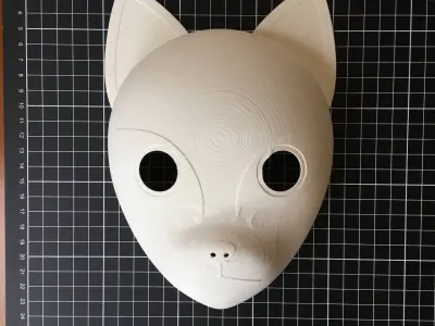 Cat Face Mask Anime Cosplay Kitsune Mask 3D Model STL 3D print model