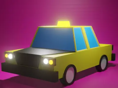 3D Lowpoly Car taxi Low-poly 3D model