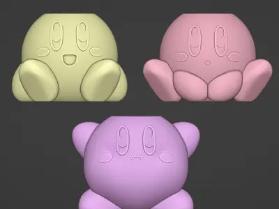 Kirby Planters pen holder decor cute geek game pink setup 3D print model