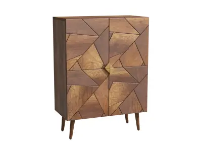 Dark Zaria Wood Cabinet Low-poly 3D model