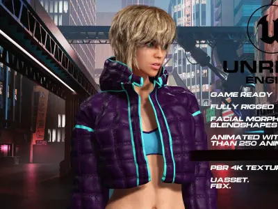 Casual girl full rigged - game ready - animated Low-poly 3D model