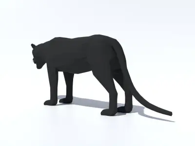 Low Poly Black Panther Low-poly 3D model