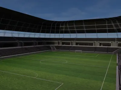 Football Stadium and Interiors Low-poly 3D model