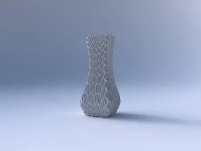 Vase larger opening rectangle with wavy grid piramides 3D print model