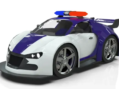 Police Supercar Stylized Low Poly Bugatti Inspired 3D model