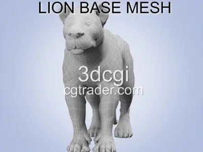 Lion Big Cat base mesh 3d model Low-poly 3D model