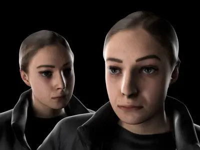 Woman in winter casual style 56 Low-poly 3D model