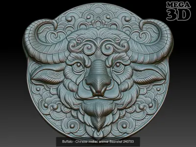 12 Chinese zodiac animals Basrelief Pack 240703 3D Model Collection