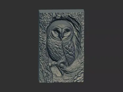 owl inside tree cnc model  3D print model
