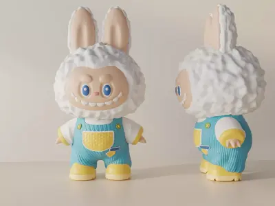 Modern toys Labubu plush toys ornaments combination Handmade 3D model
