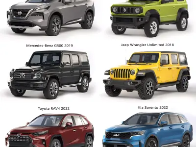 Collection of modern SUVs 3D Model Pack