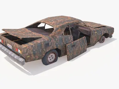 Destroyed Car Low-poly 3D model