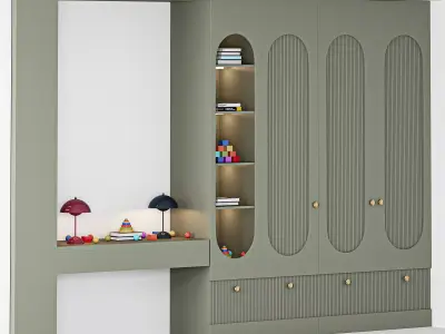 Furniture for children cupboard with toys and decor 02 3D model