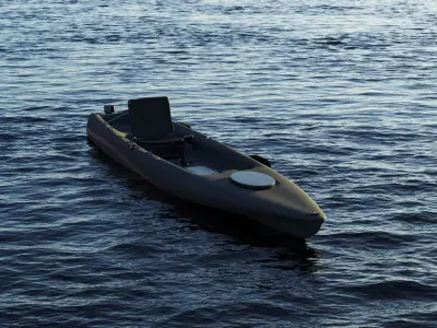 Kayak 3D model fishing boat Low-poly 3D model