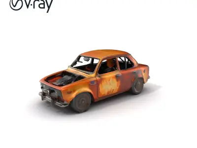 BurnedOut Rusty Car Model Pack Low-poly 3D model