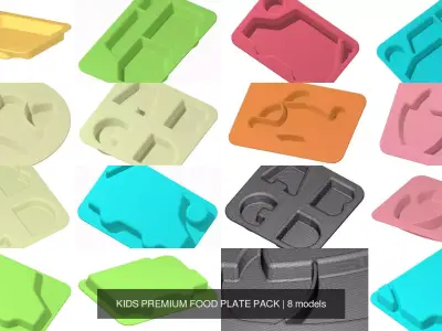 KIDS PREMIUM FOOD PLATE PACK 3D Model Collection