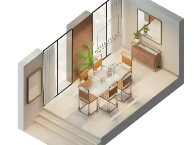 Modern Steam Punk Interior Free 3D model