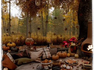 Autumn Picnic Blender Scene 3D model