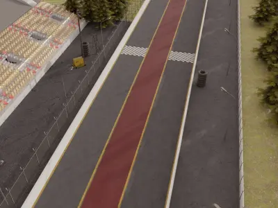 Drag Race - Race Track with 2 Cars Low-poly 3D model