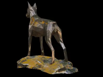 Steampunk Doberman Pinscher Rock Low-poly 3D model