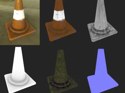 GAME-READY STREET CONE Low-poly 3D model