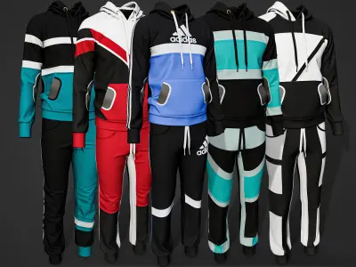 5 Hoodies and Sweatpants  Video Tutorial  CLO OBJ Vol03 3D model