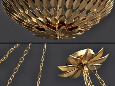 Crystorama Broche plumage Antique Gold CHANDELIER 3D model