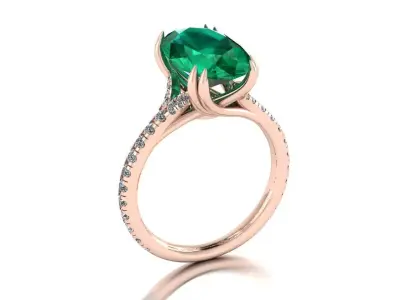 Jewelry Ring Emerald Gemstone 3D print model